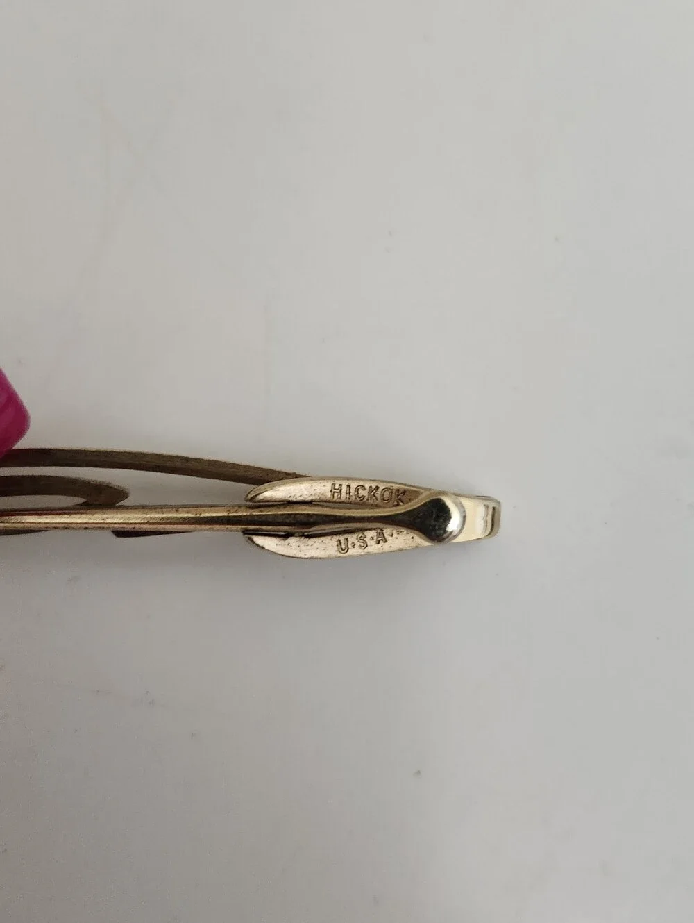Vintage Hickok Gold Tone Tie Bar Clip Elongated Figure Eight MCM Art Deco